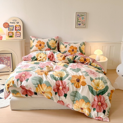 2025新款加厚生态磨毛床笠四件套 梦若菲