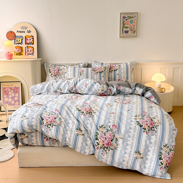 91家纺网 家纺一手货源 找家纺 2025新款加厚生态磨毛床笠四件套 法芙娜