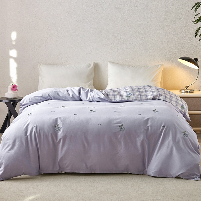 91家纺网 家纺一手货源 找家纺 2024新款爆品全棉纯棉印花刺绣单被套卡通被罩单品 樱桃果果