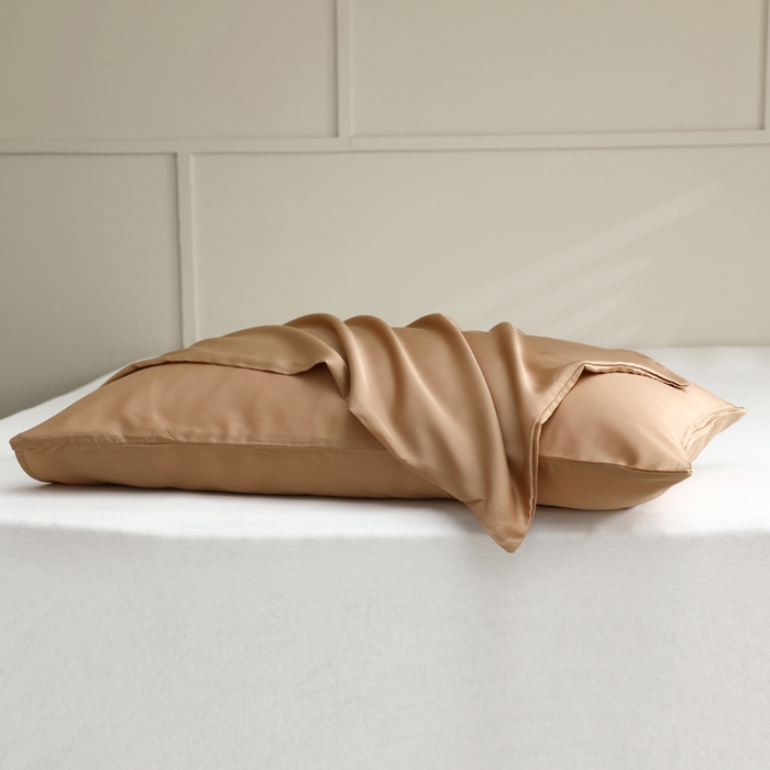 91家纺网 家纺一手货源 找家纺 轩和 2025新款A类LF60S兰精天丝单品枕套 拿铁咖