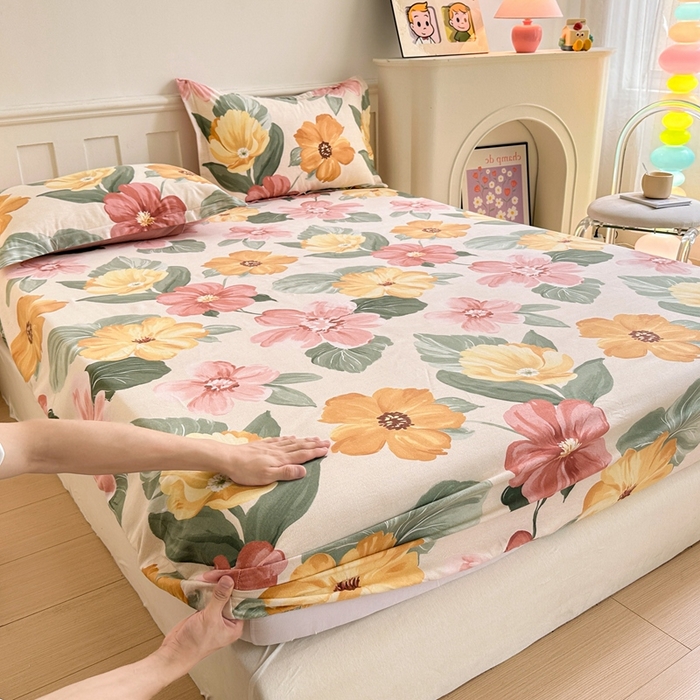 91家纺网 家纺一手货源 找家纺 2025新款加厚生态磨毛单床笠 梦若菲