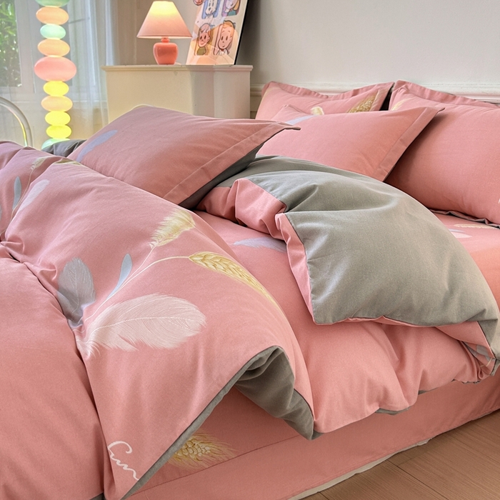 91家纺网 家纺一手货源 找家纺 2025新款加厚生态磨毛床单四件套 花羽庭