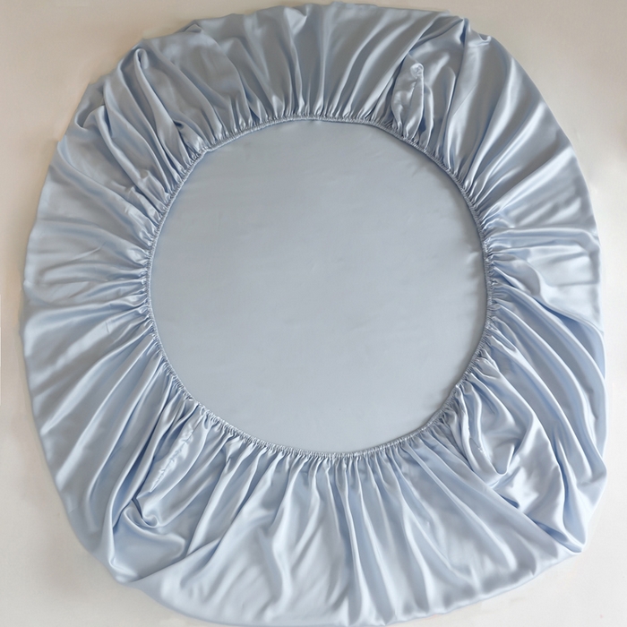 91家纺网 家纺一手货源 找家纺 轩和 2025新款A类LF60S兰精天丝单品床笠 夏日蓝