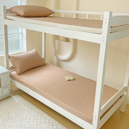 漫时光 2025新款纯棉素色床盖学生宿舍夹棉床笠 卡其色