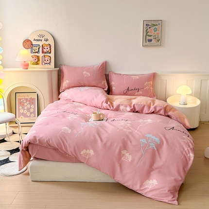 91家纺网 家纺一手货源 找家纺 2025新款加厚生态磨毛床笠四件套 清风觅影