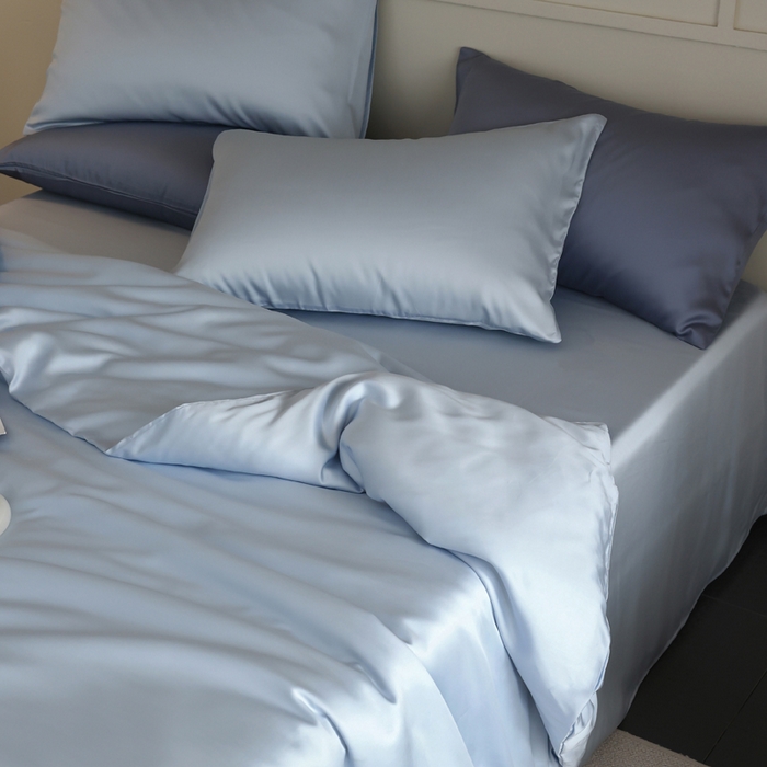 91家纺网 家纺一手货源 找家纺 轩和 2025新款A类LF60S兰精天丝单品被套 夏日蓝