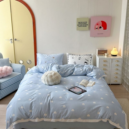 91家纺网 家纺一手货源 找家纺 （总）2024新款水洗棉宽边小清新四件套