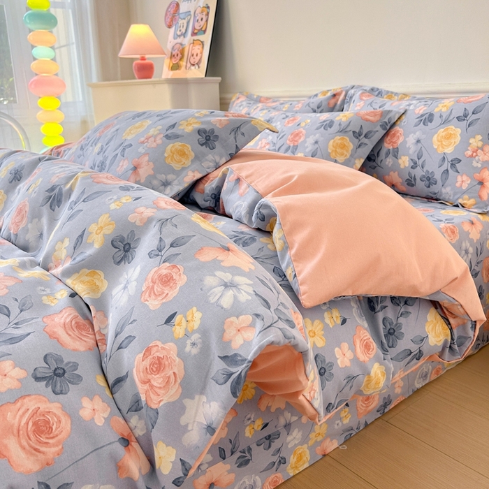 91家纺网 家纺一手货源 找家纺 2025新款加厚生态磨毛床单四件套 花香四溢