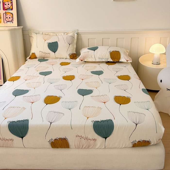 91家纺网 家纺一手货源 找家纺 2025新款加厚生态磨毛床笠四件套 花开浪漫