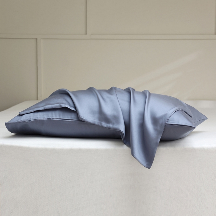 91家纺网 家纺一手货源 找家纺 轩和 2025新款A类LF60S兰精天丝单品枕套 劳伦蓝