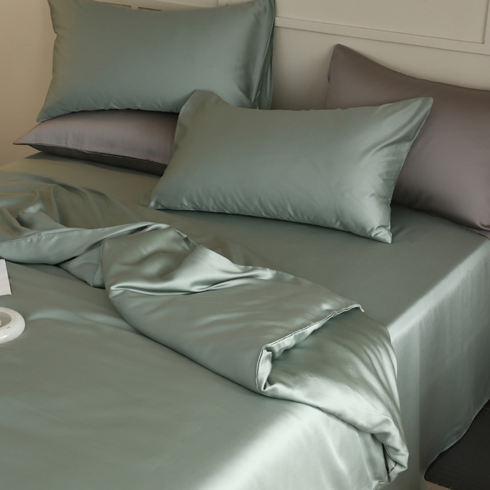 91家纺网 家纺一手货源 找家纺 轩和 2025新款A类LF60S兰精天丝单品被套 春熙绿