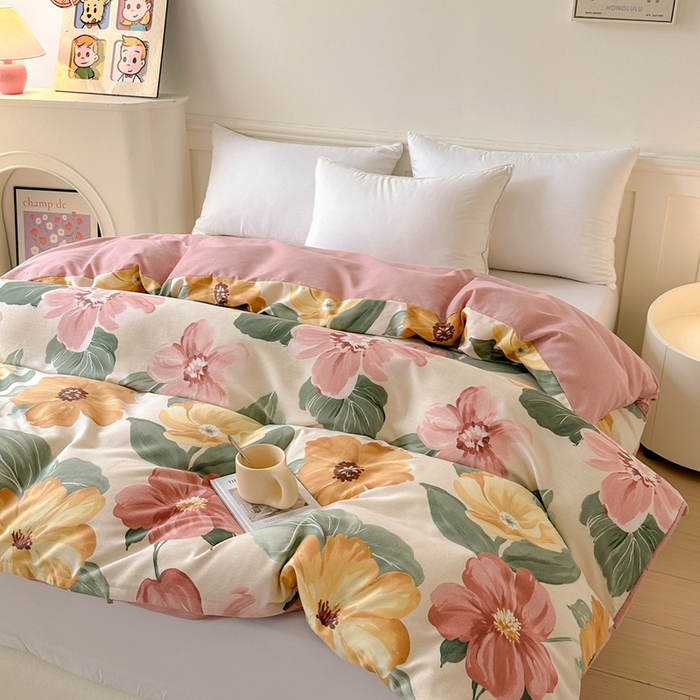 91家纺网 家纺一手货源 找家纺 2025新款加厚生态磨毛单被套 梦若菲