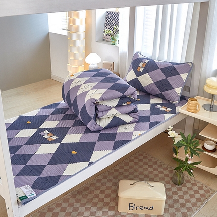 91家纺网 家纺一手货源 找家纺 （总）莎果家纺 2024新款学生款双面纯棉印花款高温砂洗床盖三件套