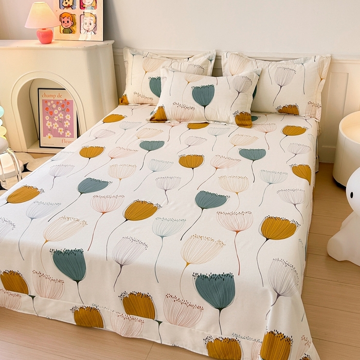 91家纺网 家纺一手货源 找家纺 2025新款加厚生态磨毛单床单 花开浪漫