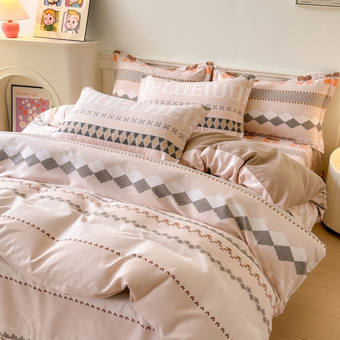 91家纺网 家纺一手货源 找家纺 2025新款加厚生态磨毛床单四件套 卡蜜拉