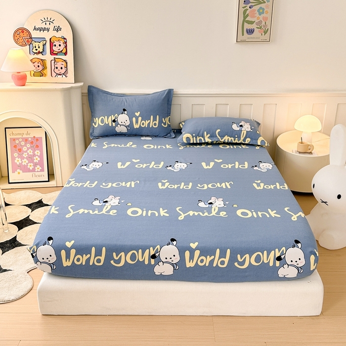 91家纺网 家纺一手货源 找家纺 2025新款加厚生态磨毛床笠四件套 萌宠宝贝