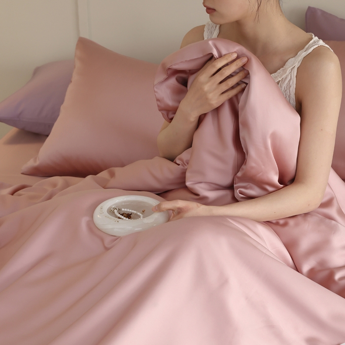 91家纺网 家纺一手货源 找家纺 轩和 2025新款A类LF60S兰精天丝单品被套 胭脂粉