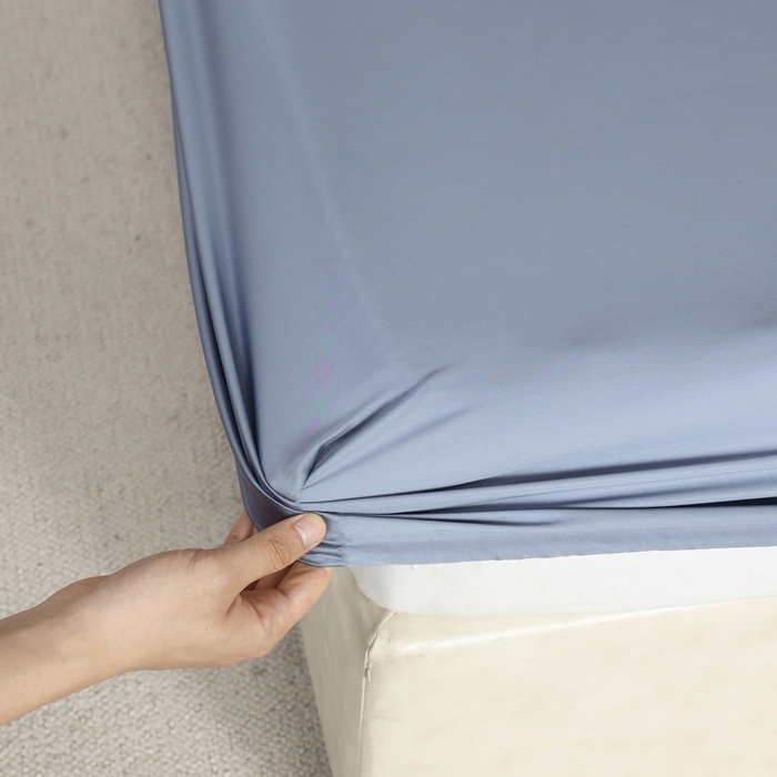 91家纺网 家纺一手货源 找家纺 轩和 2025新款A类LF60S兰精天丝单品床笠 劳伦蓝