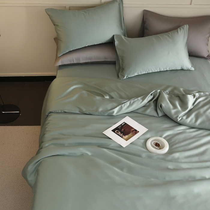 91家纺网 家纺一手货源 找家纺 轩和 2025新款A类LF60S兰精天丝单品被套 春熙绿