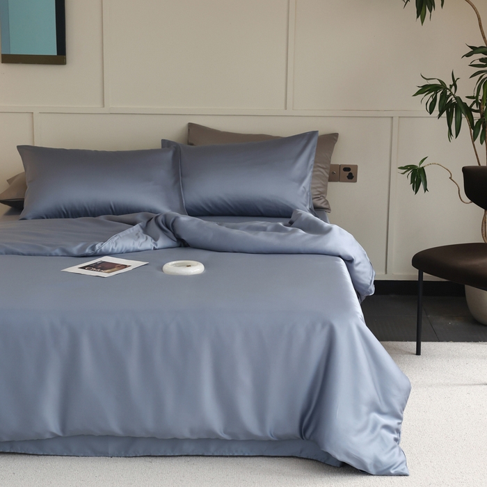 91家纺网 家纺一手货源 找家纺 轩和 2025新款A类LF60S兰精天丝单品被套 劳伦蓝