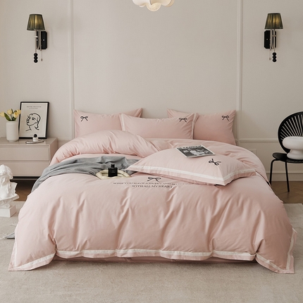 EH家居 2024新款长绒棉绣花四件套-伊人系列 伊人-水粉