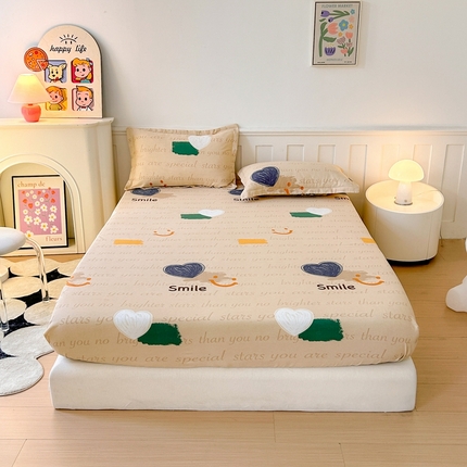 2025新款加厚生态磨毛单床笠 微笑生活