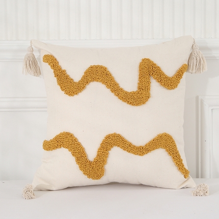 91家纺网 家纺一手货源 找家纺 （总）囍莱家纺 2024新款北欧风簇绒流苏抱枕G055