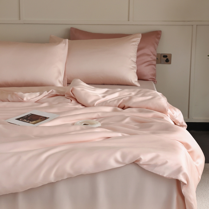 91家纺网 家纺一手货源 找家纺 轩和 2025新款A类LF60S兰精天丝单品被套 告白粉