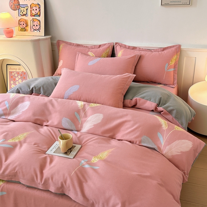 91家纺网 家纺一手货源 找家纺 2025新款加厚生态磨毛床单四件套 花羽庭