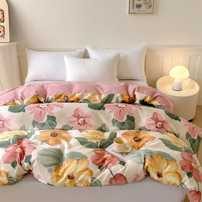 91家纺网 家纺一手货源 找家纺 2025新款加厚生态磨毛单被套 梦若菲