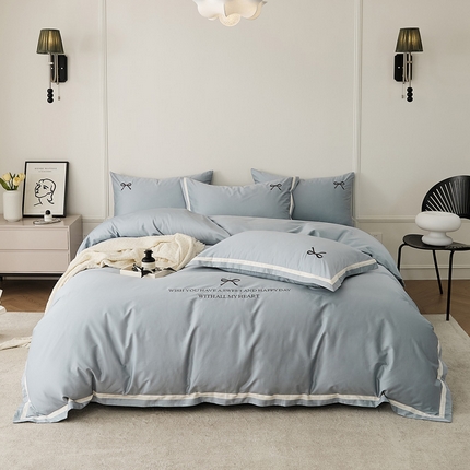 EH家居 2024新款长绒棉绣花四件套-伊人系列 伊人-月蓝