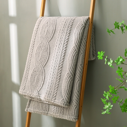 巴木赫 2024新款8字塔芙绒毯子毛毯 银灰