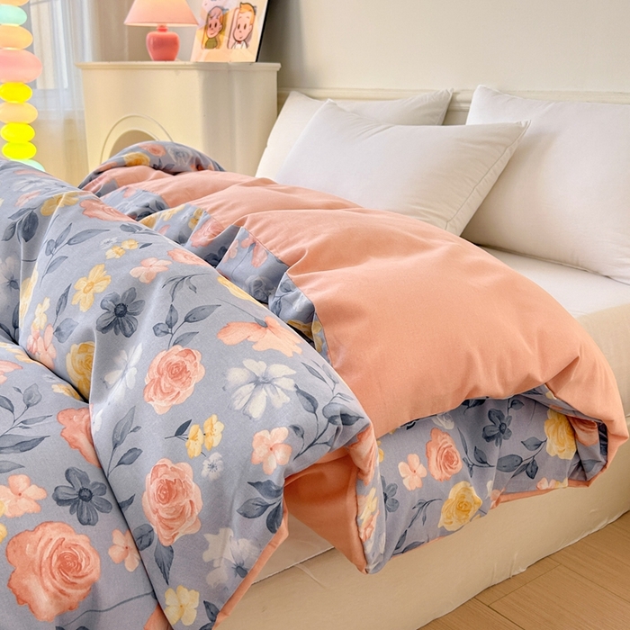 91家纺网 家纺一手货源 找家纺 2025新款加厚生态磨毛单被套 花香四溢