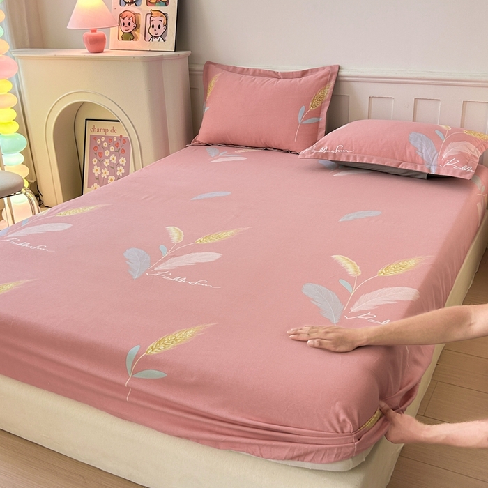 91家纺网 家纺一手货源 找家纺 2025新款加厚生态磨毛床笠四件套 花羽庭