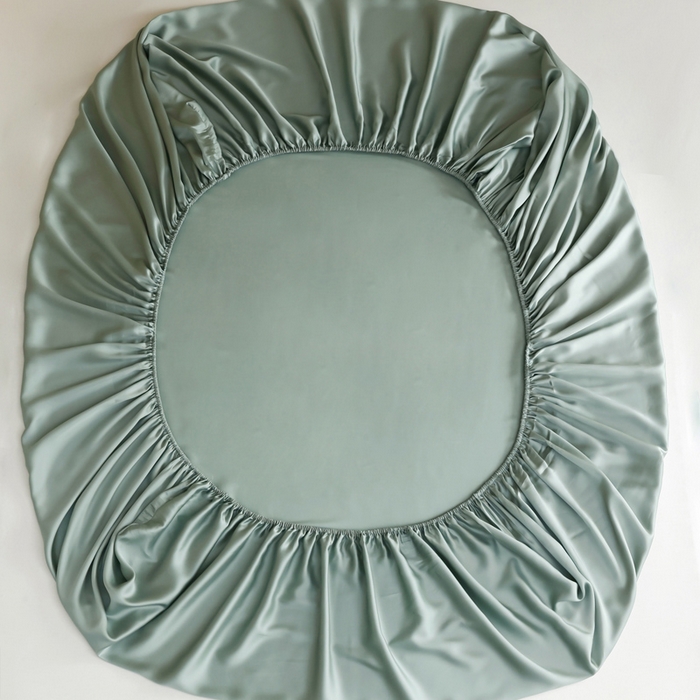 91家纺网 家纺一手货源 找家纺 轩和 2025新款A类LF60S兰精天丝单品床笠 春熙绿