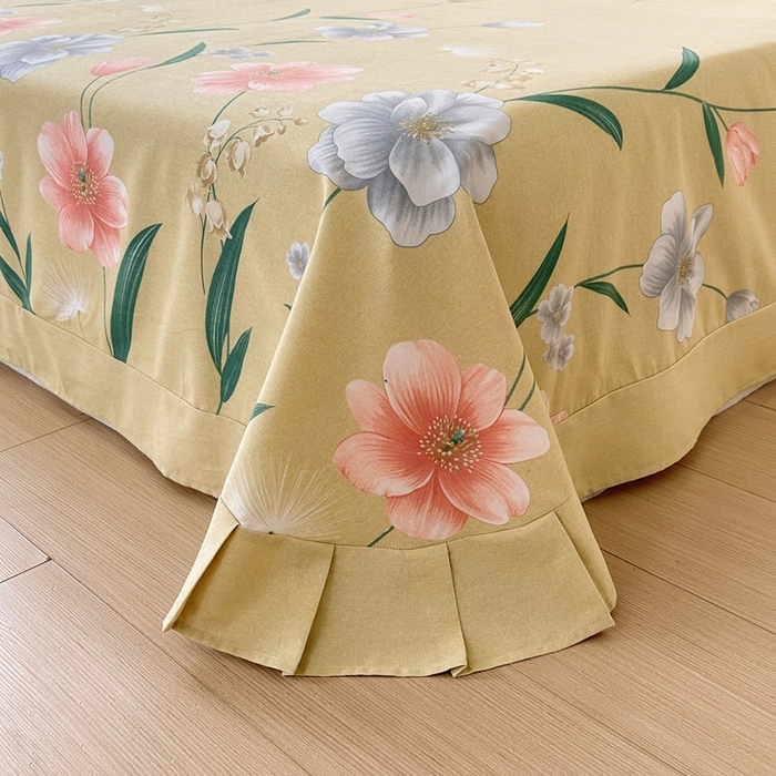 91家纺网 家纺一手货源 找家纺 2025新款加厚生态磨毛单床单 金花浮梦