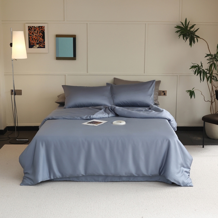 91家纺网 家纺一手货源 找家纺 轩和 2025新款A类LF60S兰精天丝单品被套 劳伦蓝