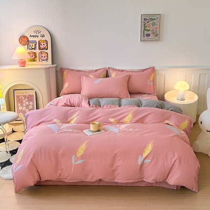 2025新款加厚生态磨毛床单四件套 花羽庭