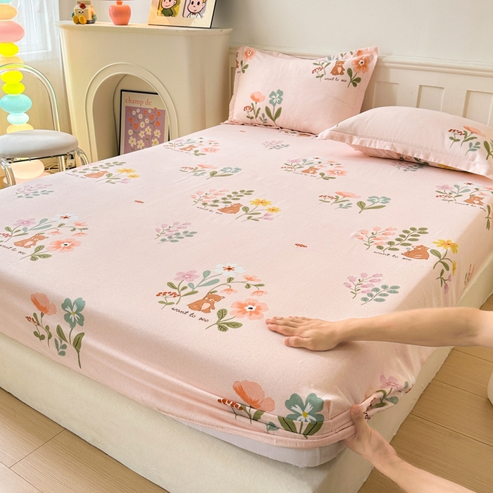 91家纺网 家纺一手货源 找家纺 2025新款加厚生态磨毛床笠四件套 西西里