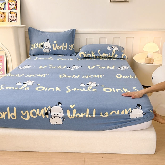 91家纺网 家纺一手货源 找家纺 2025新款加厚生态磨毛单床笠 萌宠宝贝