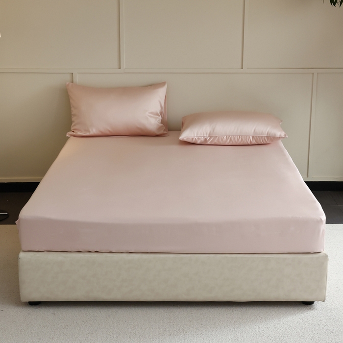 91家纺网 家纺一手货源 找家纺 轩和 2025新款A类LF60S兰精天丝单品床笠 告白粉