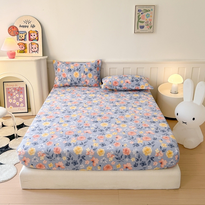 91家纺网 家纺一手货源 找家纺 2025新款加厚生态磨毛床笠四件套 花香四溢