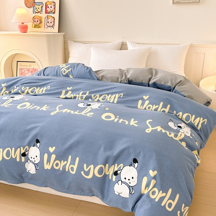 91家纺网 家纺一手货源 找家纺 2025新款加厚生态磨毛单被套 萌宠宝贝