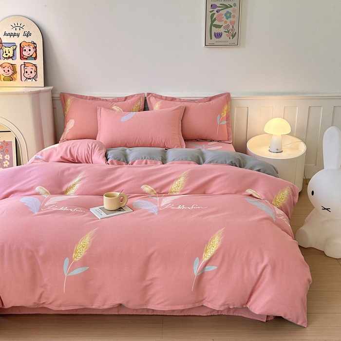 91家纺网 家纺一手货源 找家纺 2025新款加厚生态磨毛床单四件套 花羽庭