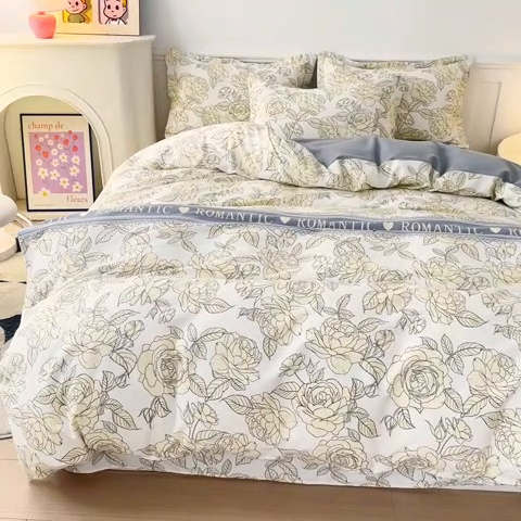 91家纺网 家纺一手货源 找家纺 2025新款加厚生态磨毛床笠四件套 初恋