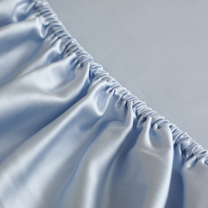 91家纺网 家纺一手货源 找家纺 轩和 2025新款A类LF60S兰精天丝单品床笠 夏日蓝