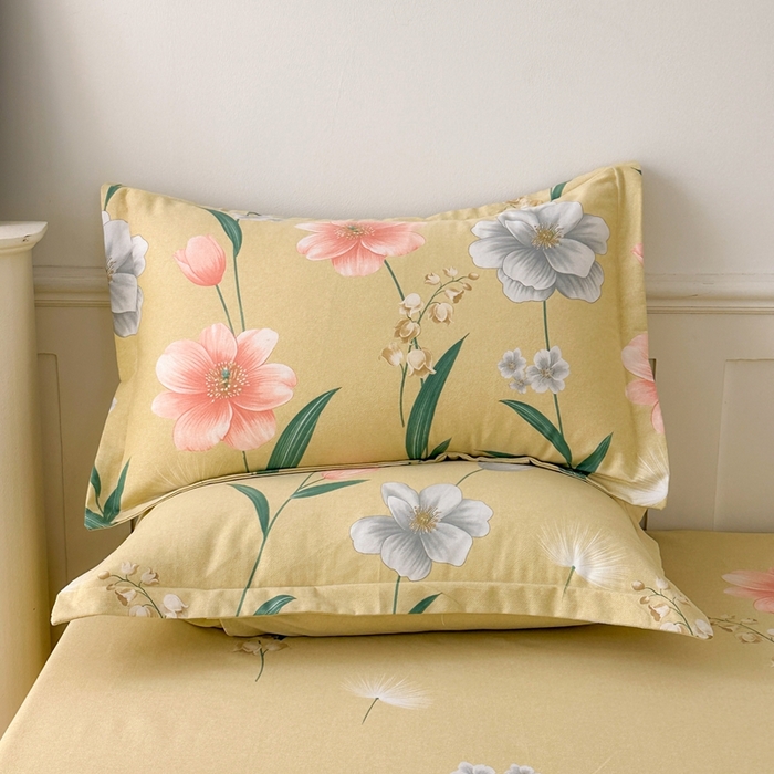 91家纺网 家纺一手货源 找家纺 2025新款加厚生态磨毛单枕套 金花浮梦