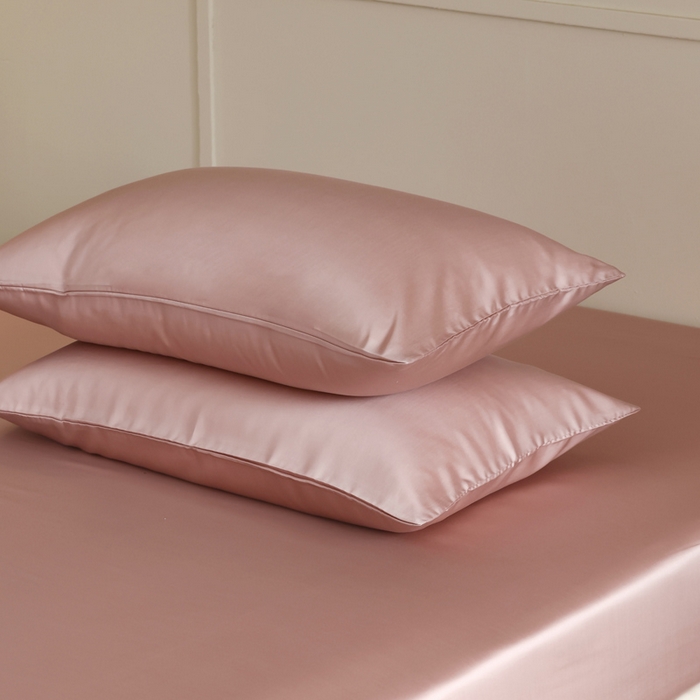 91家纺网 家纺一手货源 找家纺 轩和 2025新款A类LF60S兰精天丝单品枕套 胭脂粉