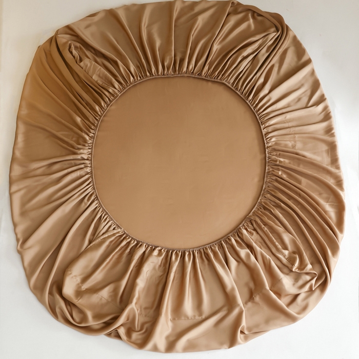 91家纺网 家纺一手货源 找家纺 轩和 2025新款A类LF60S兰精天丝单品床笠 拿铁咖