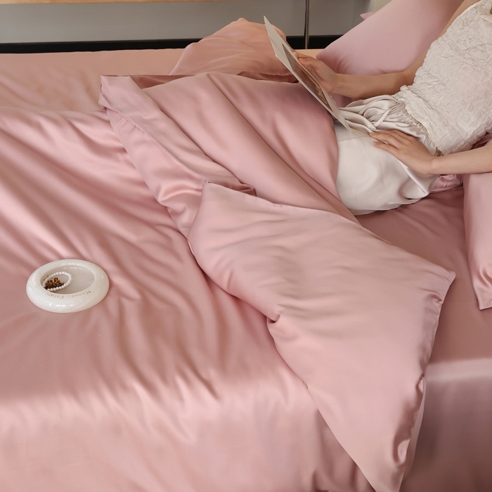 91家纺网 家纺一手货源 找家纺 轩和 2025新款A类LF60S兰精天丝单品被套 胭脂粉